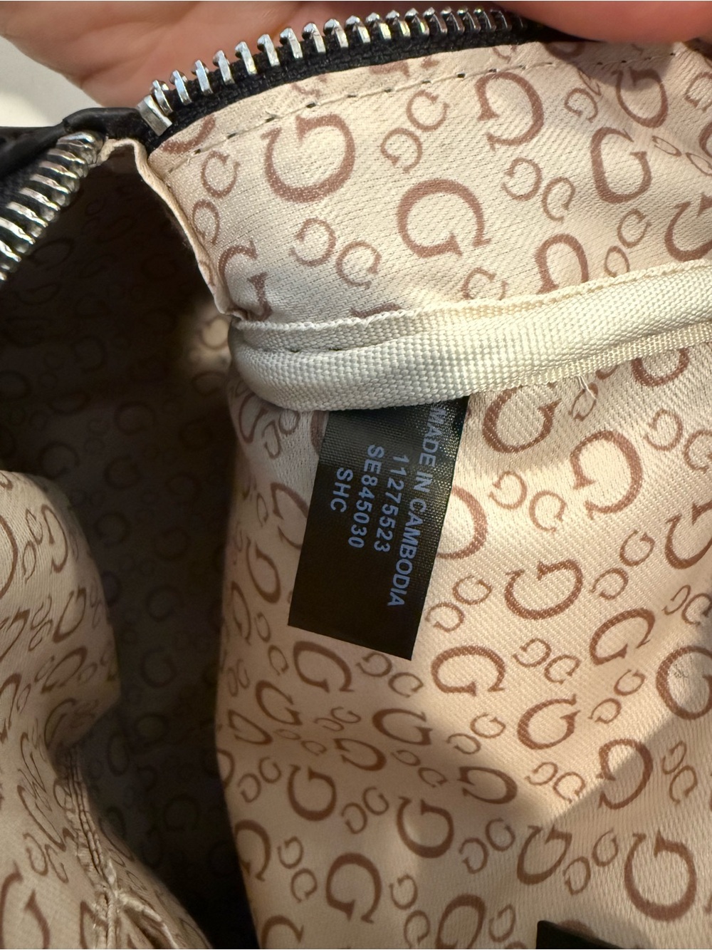 Guess Cream and Light Brown Logo-Print Mini Backpack - Picture 4 of 6